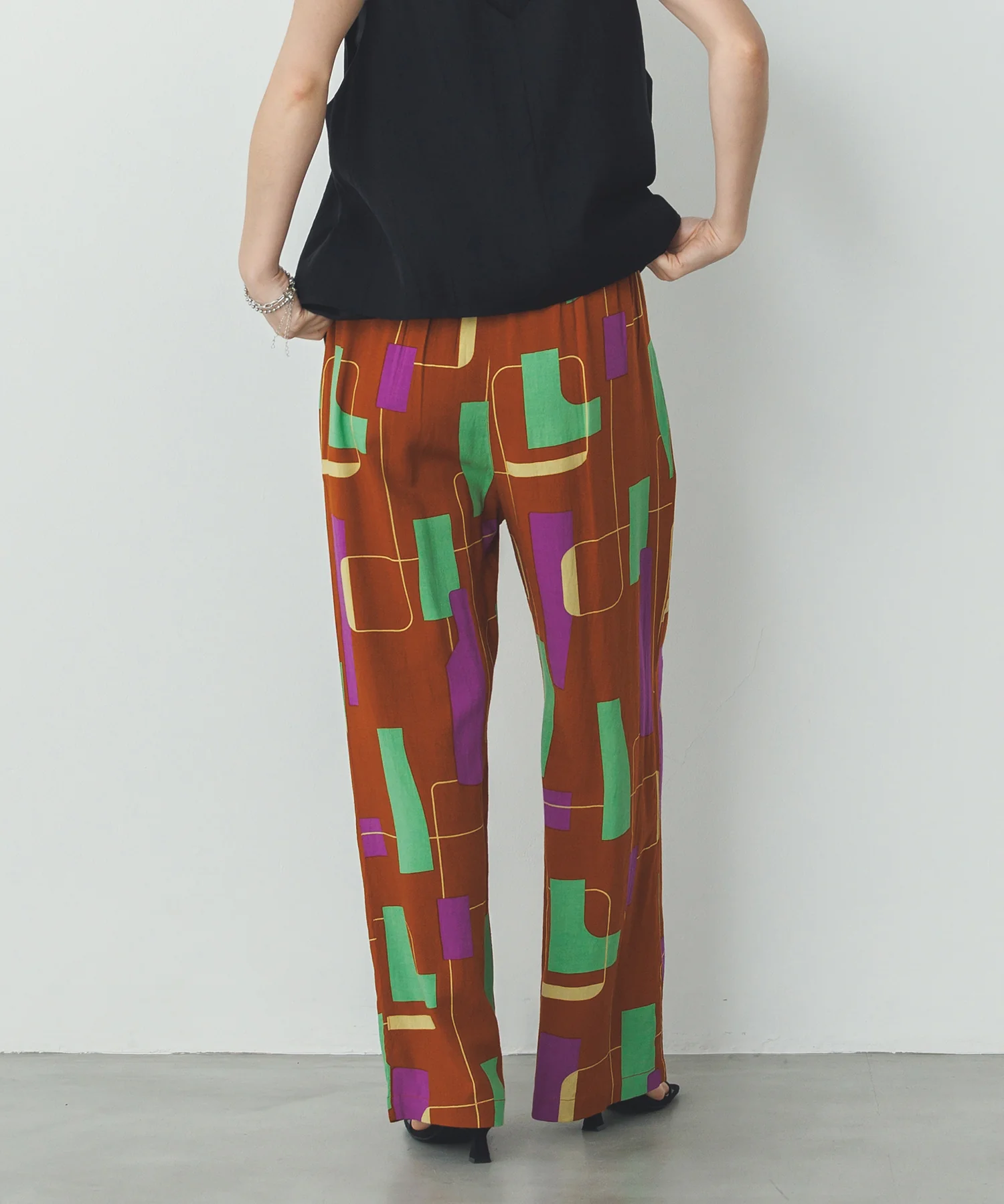 レーヨン スラブプリント イージーパンツ