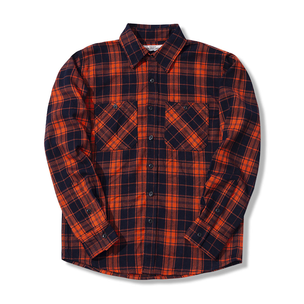 定番デザイン　ヘビーウェイトタータンチェック長袖シャツ