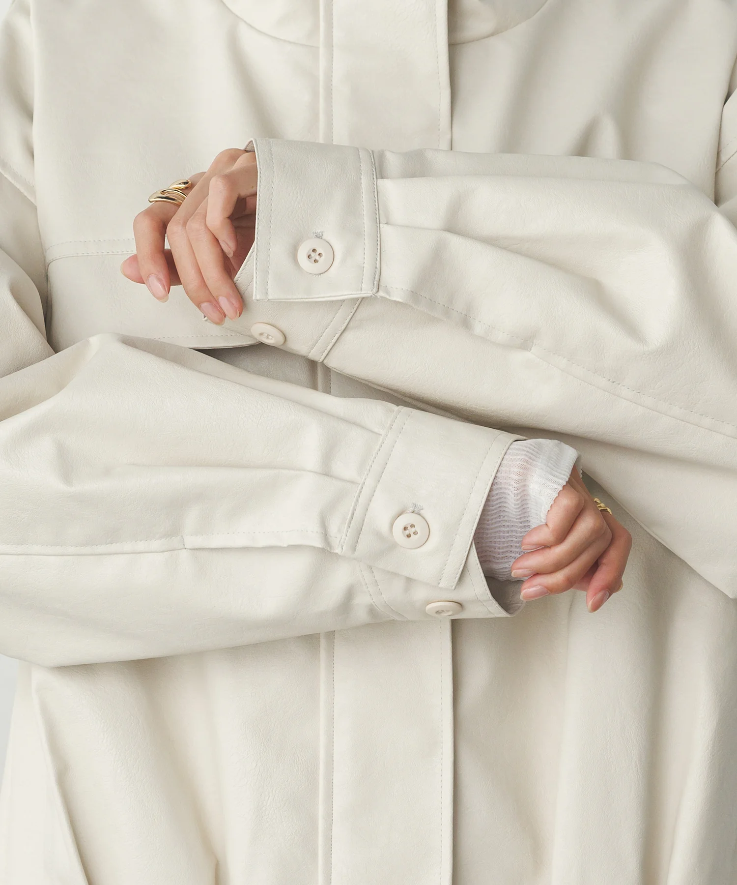 フェイクレザー オーバーブルゾン