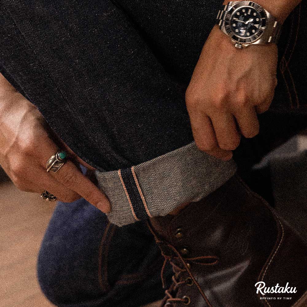 アメリカンクラシック　杢調リジッドセルビッジデニムパンツ