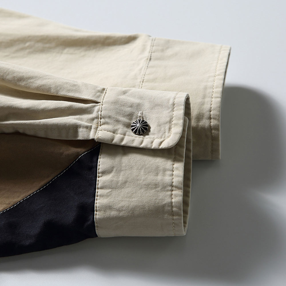 秋限定　アースカラー切り替えカジュアルシャツ