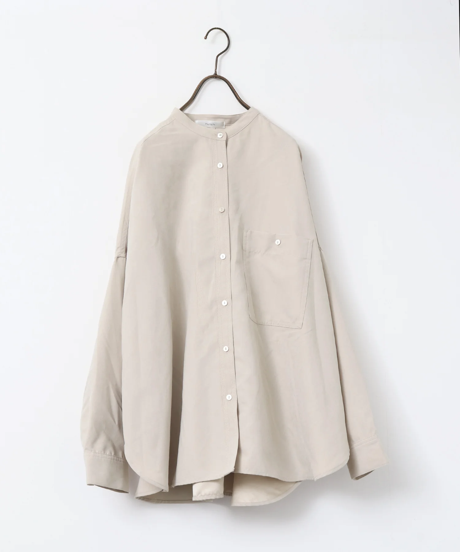 【WEB限定/別注】スウェードライク バンドカラーオーバーサイズシャツ