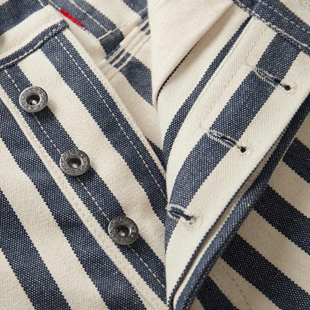 14オンス厚手仕様　 カスタム織りブルーワイドストライプロガーワークパンツ