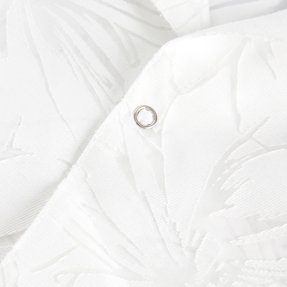 透かし彫り花柄　半袖開襟シャツ