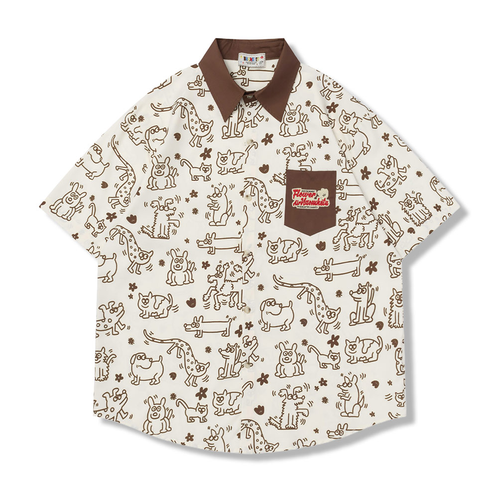 「マイペット」シンプルイラスト切り替え半袖Tシャツ