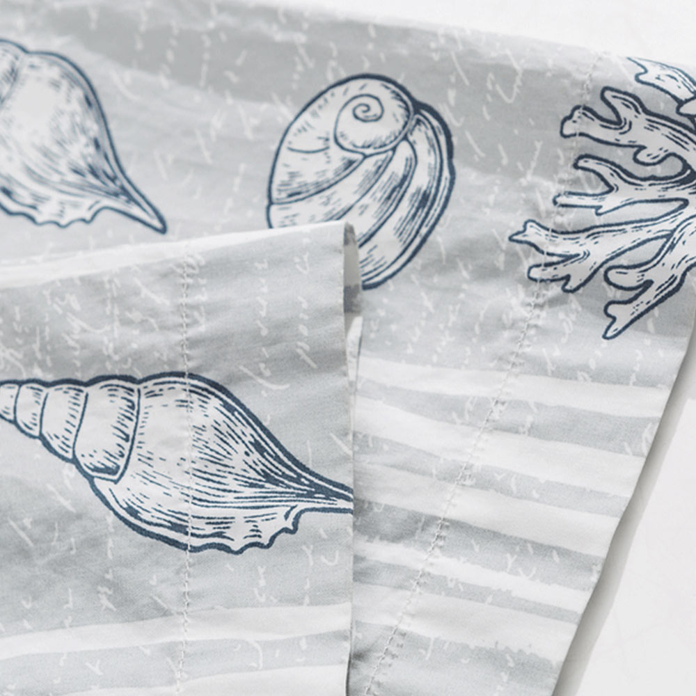 貝化石プリント　オープンカラーシャツ