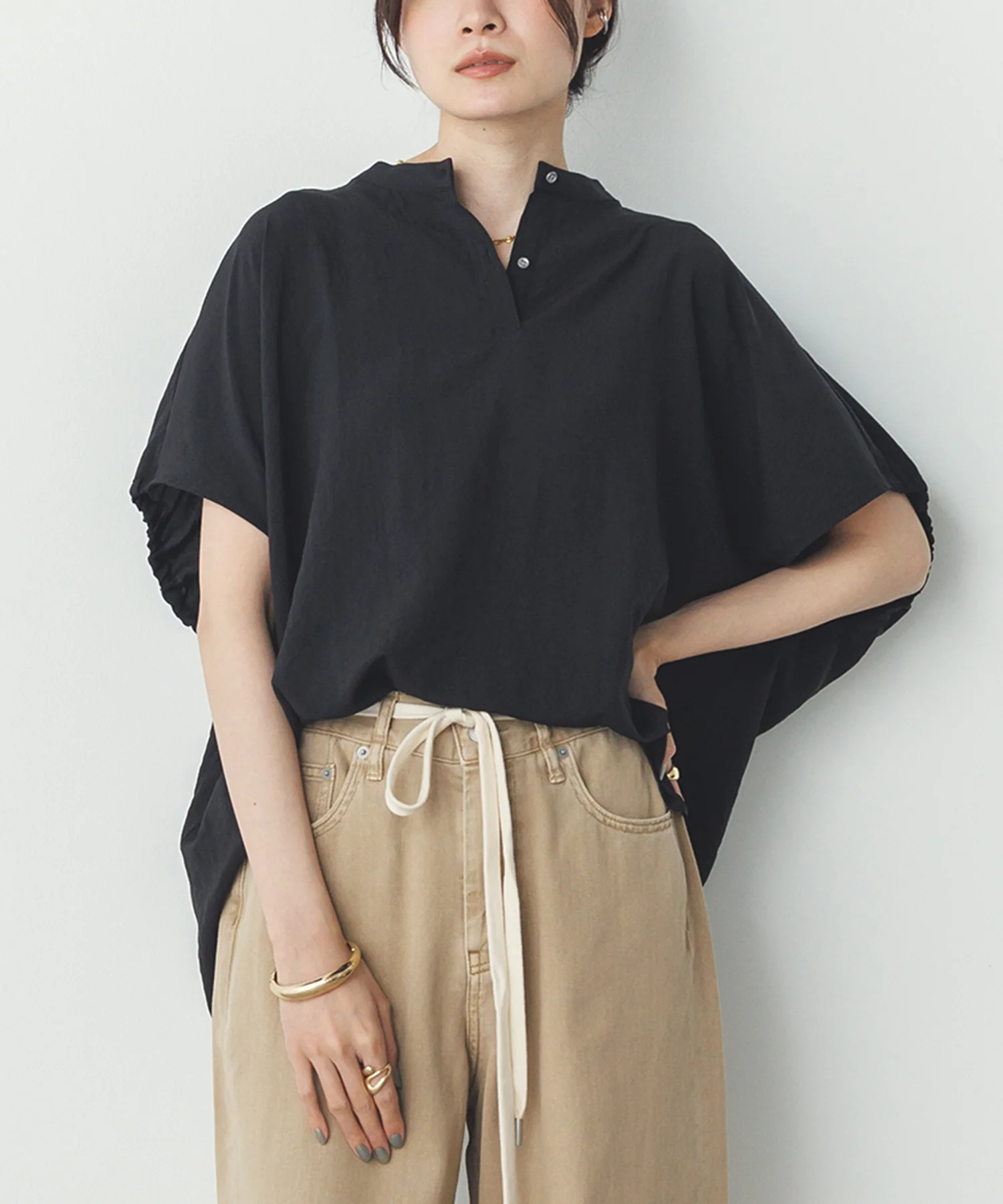 スパンローン ボリュームフレンチブラウス