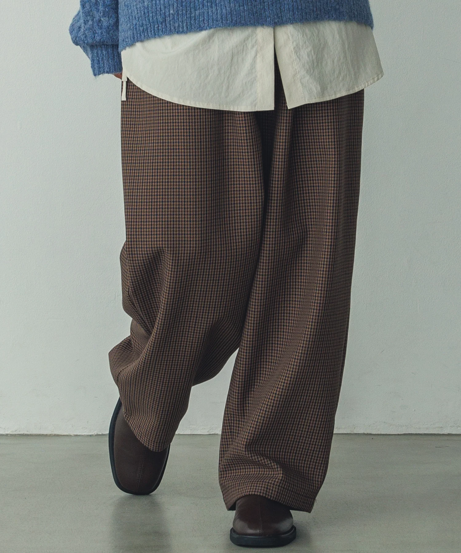 ハウンズトゥースチェック ワイドパンツ