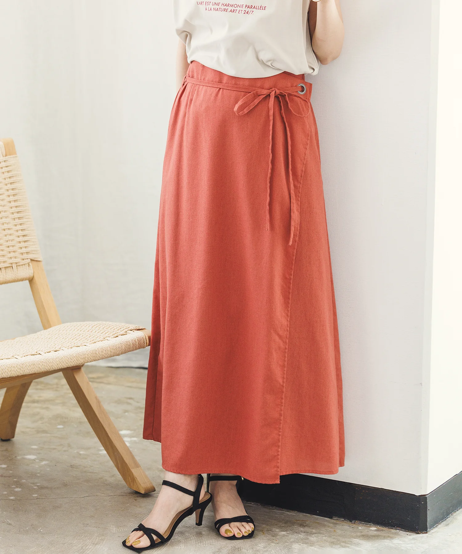 リネンブレンドラップスカート