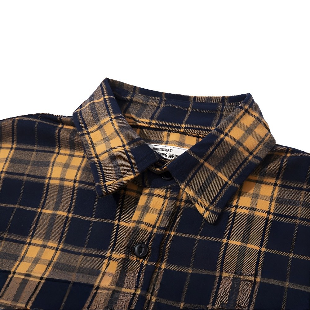 定番デザイン　ヘビーウェイトタータンチェック長袖シャツ