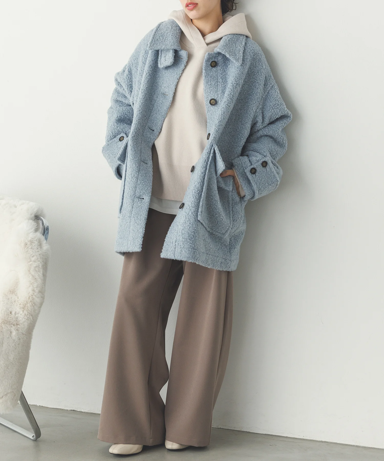 ブークレ ミドルシャツコート