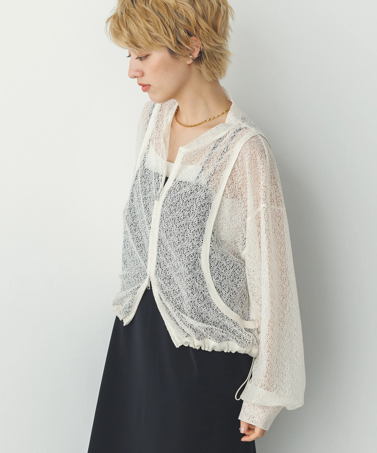 ダブルジップレースブルゾン