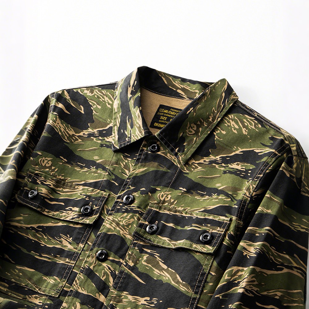 タイガーストライプカモ長袖ワークシャツ