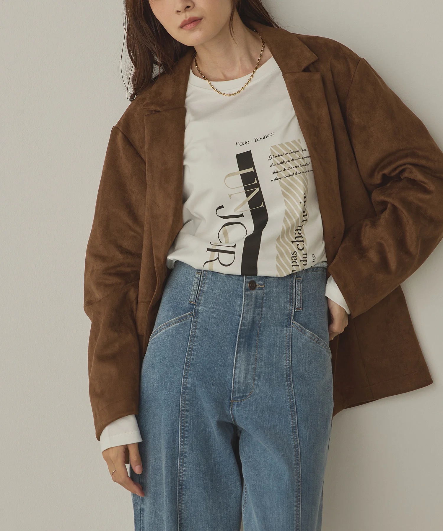 フェイクスウェード テーラードジャケット