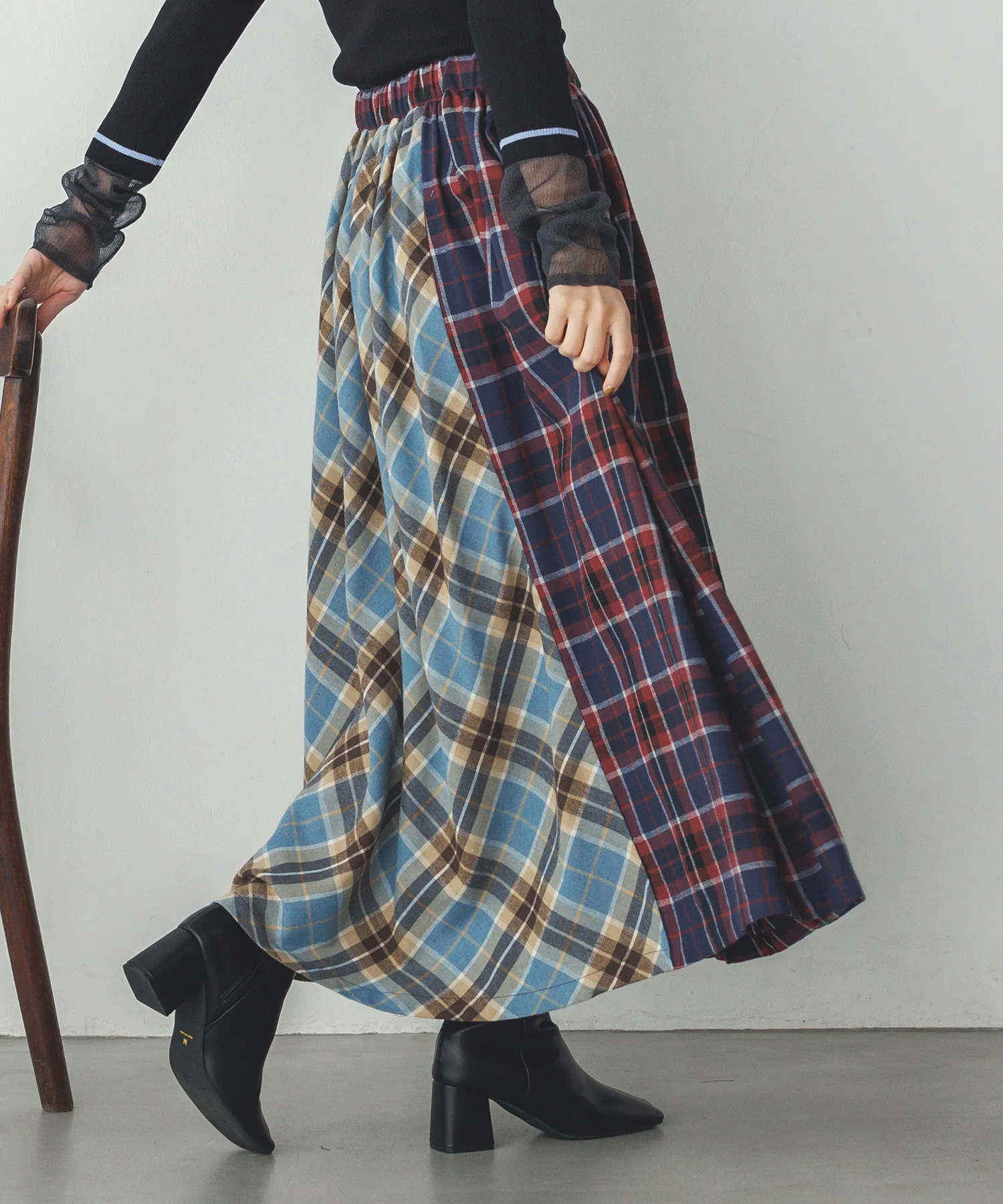 ネルチェックギャザースカート