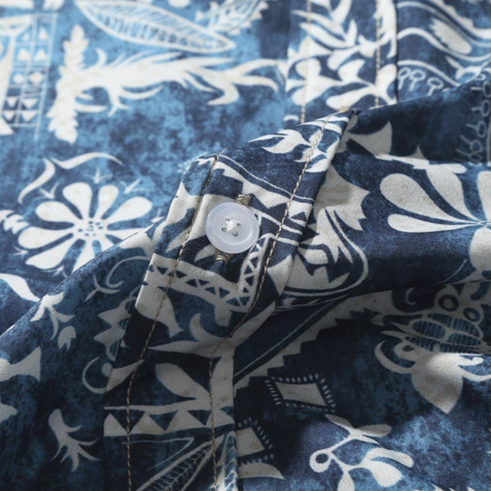 レトロ風プリントメンズ夏シャツ半袖