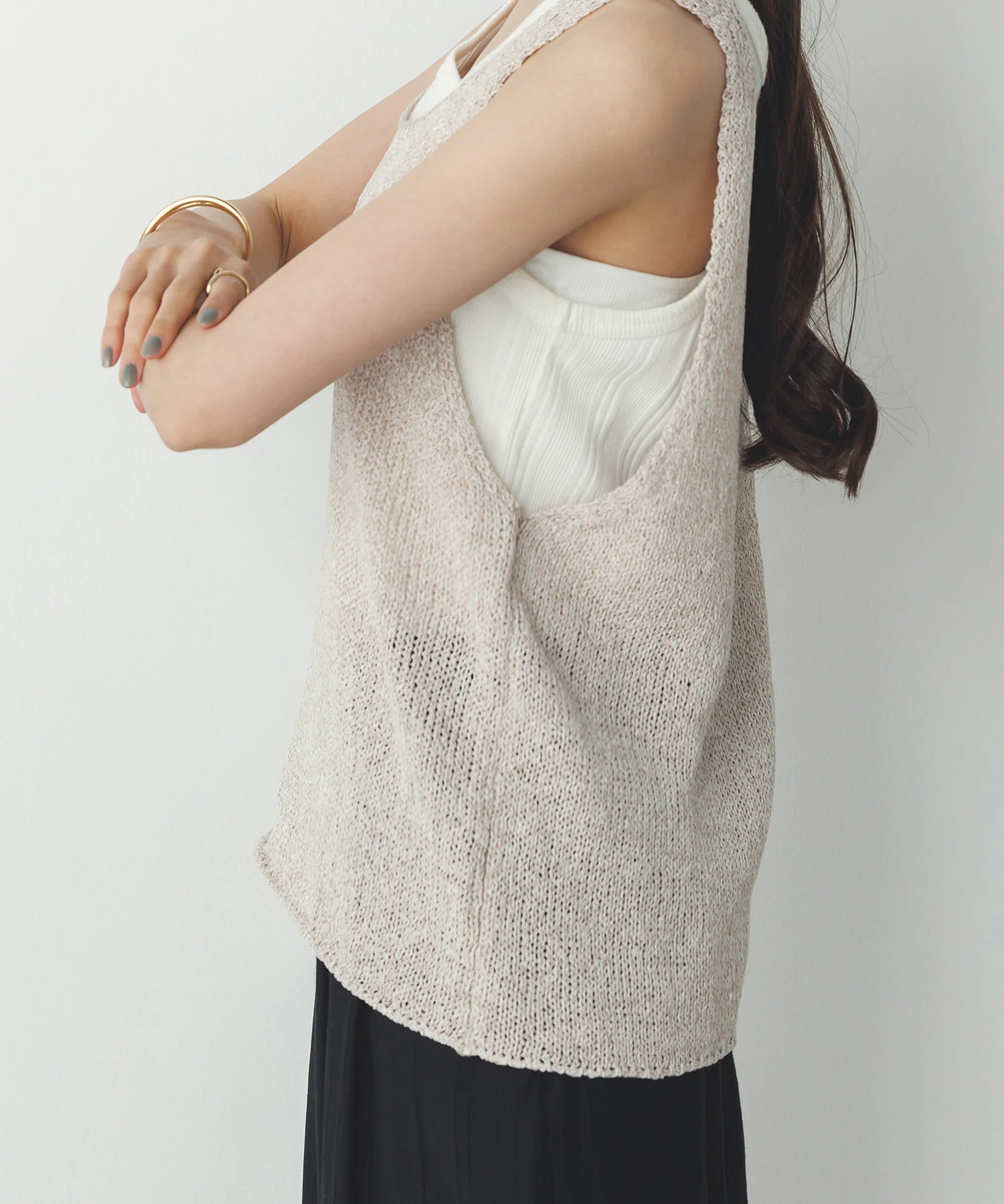 ペーパーヤーン オーバーニットタンク