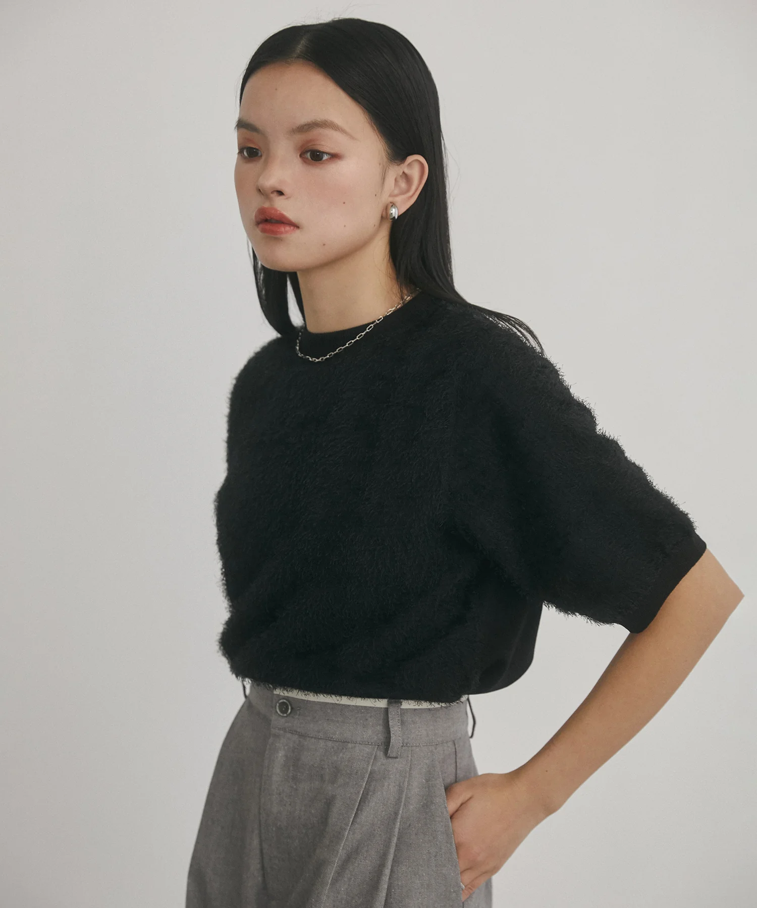 シアージャガード ハーフスリーブニット