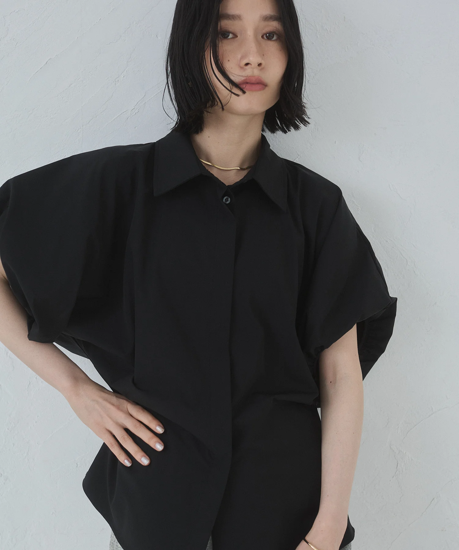 【接触冷感】 パフスリーブシャツ