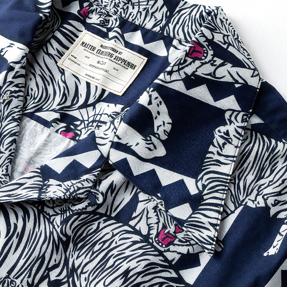 浮世絵風トラ柄開襟シャツ