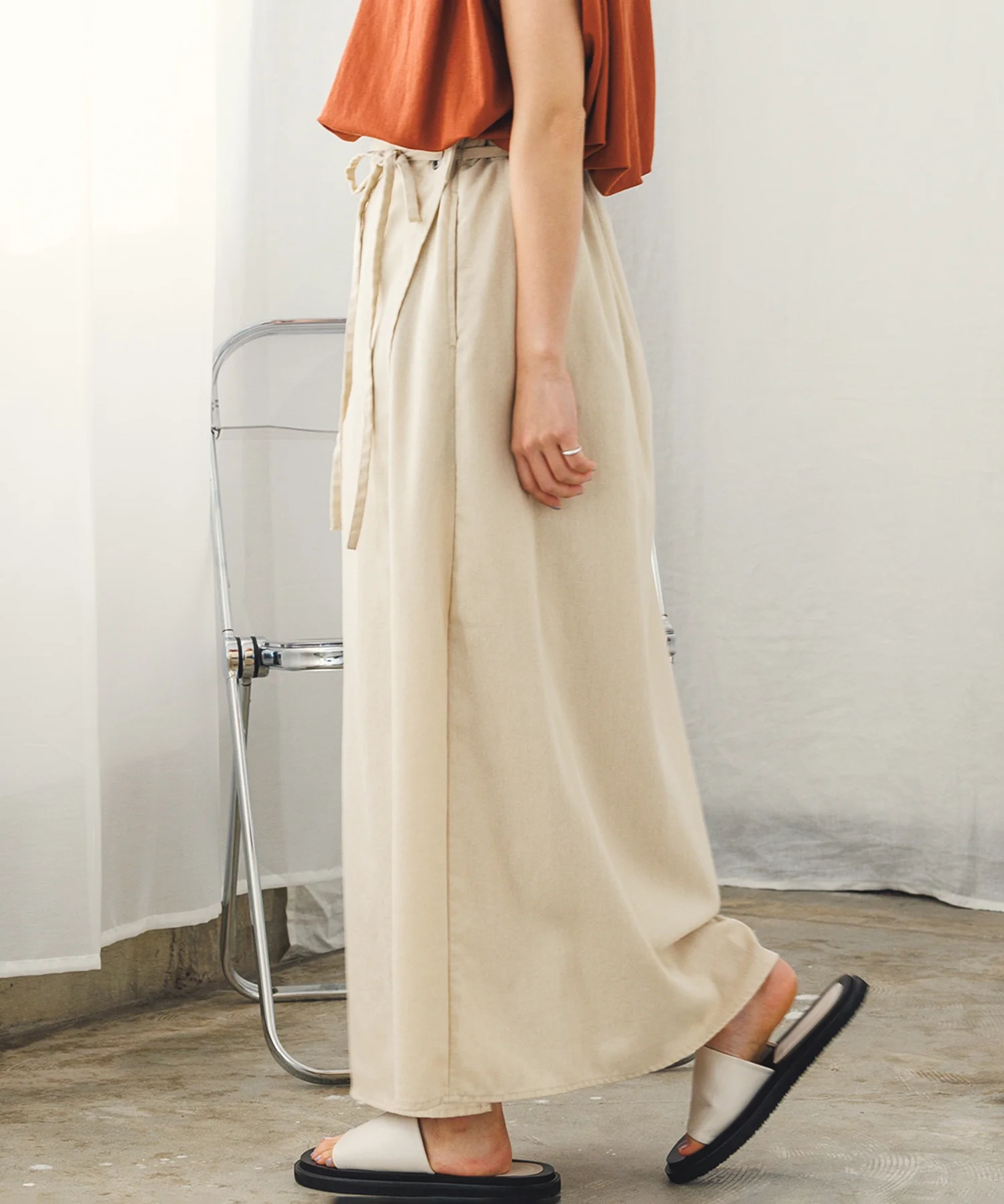 リネンブレンドラップスカート