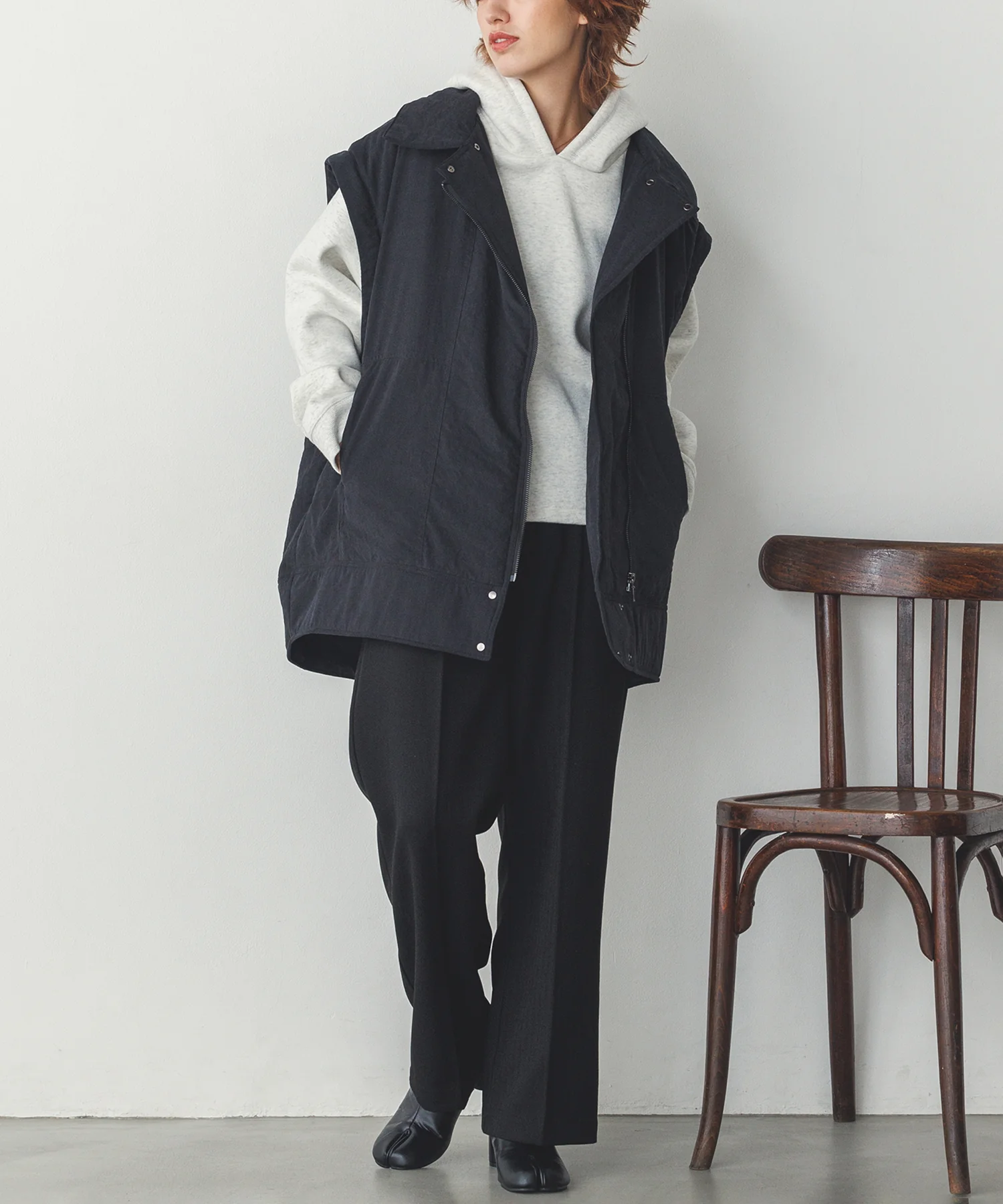 袖取り外し2way 中綿ライダースコート