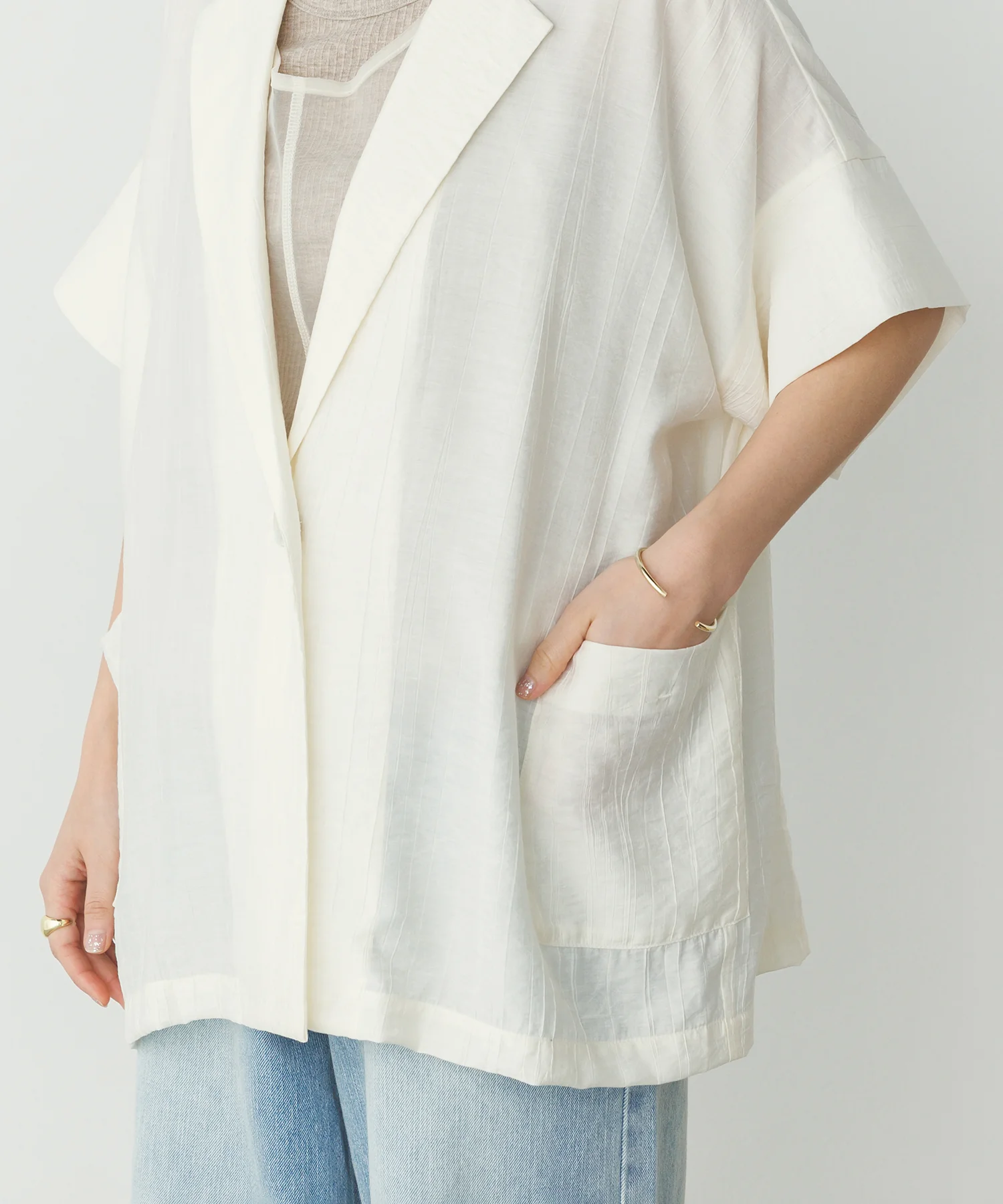 ワッシャーサテン シャツジャケット