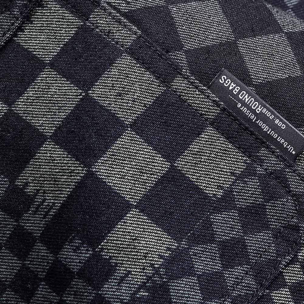 市松模様和風パッチワークデニムシャツ