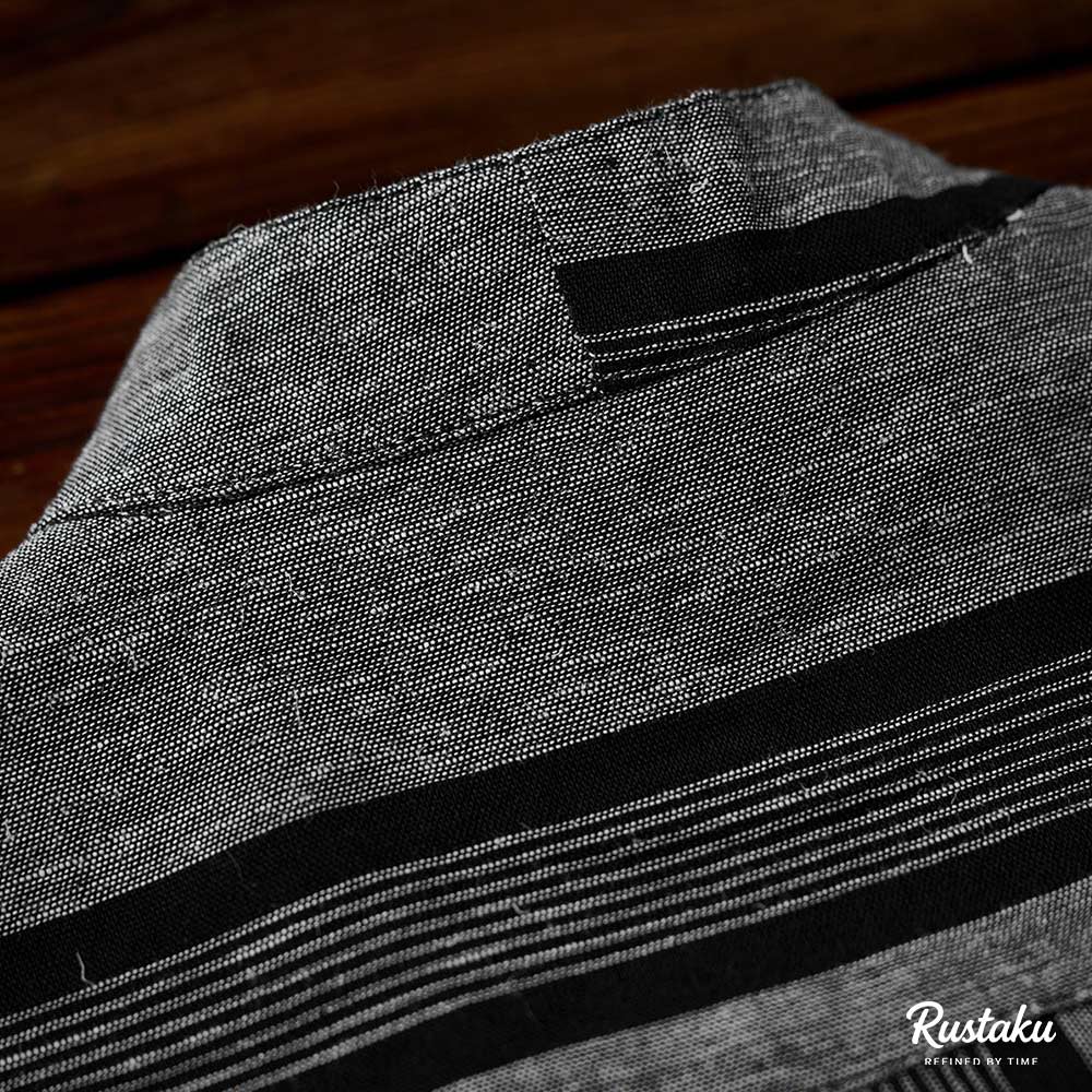 和風コットンリネンストライプシャツ