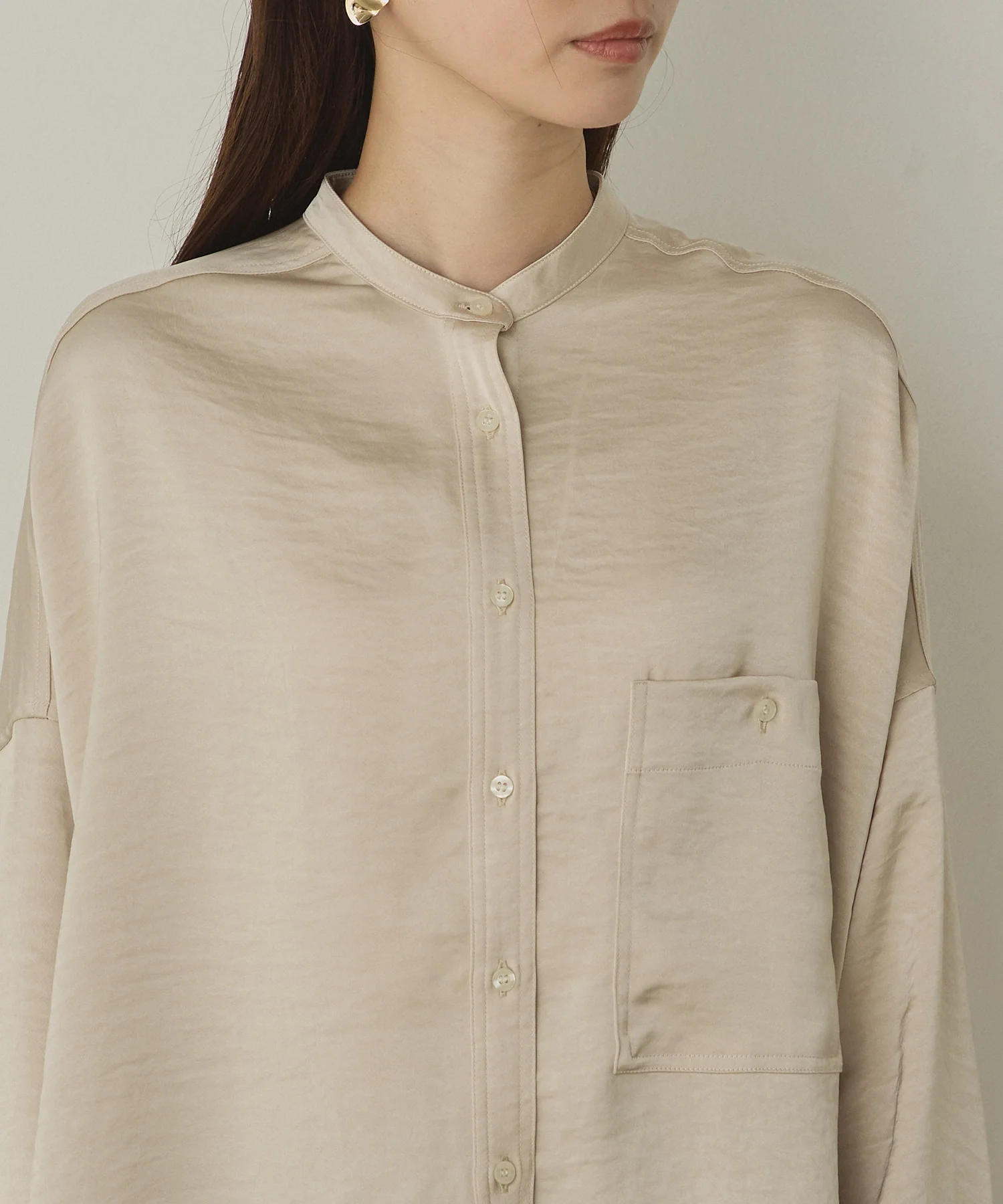 マットサテン オーバーシャツ