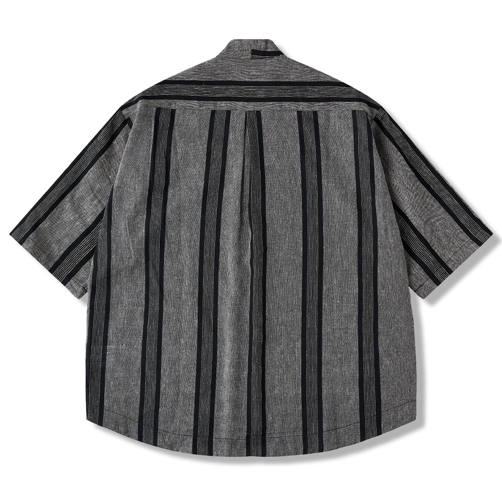 和風コットンリネンストライプシャツ