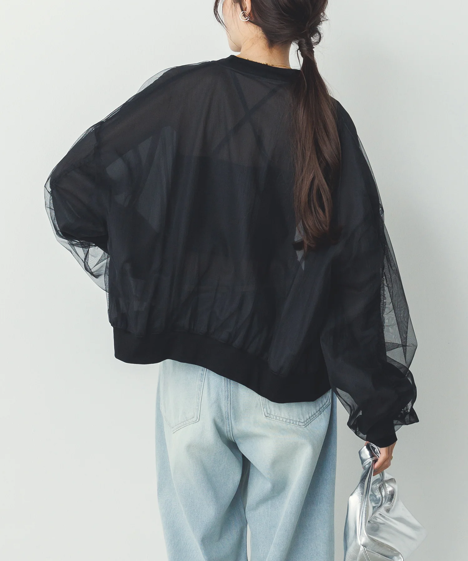 チュールシアー チェックブルゾン