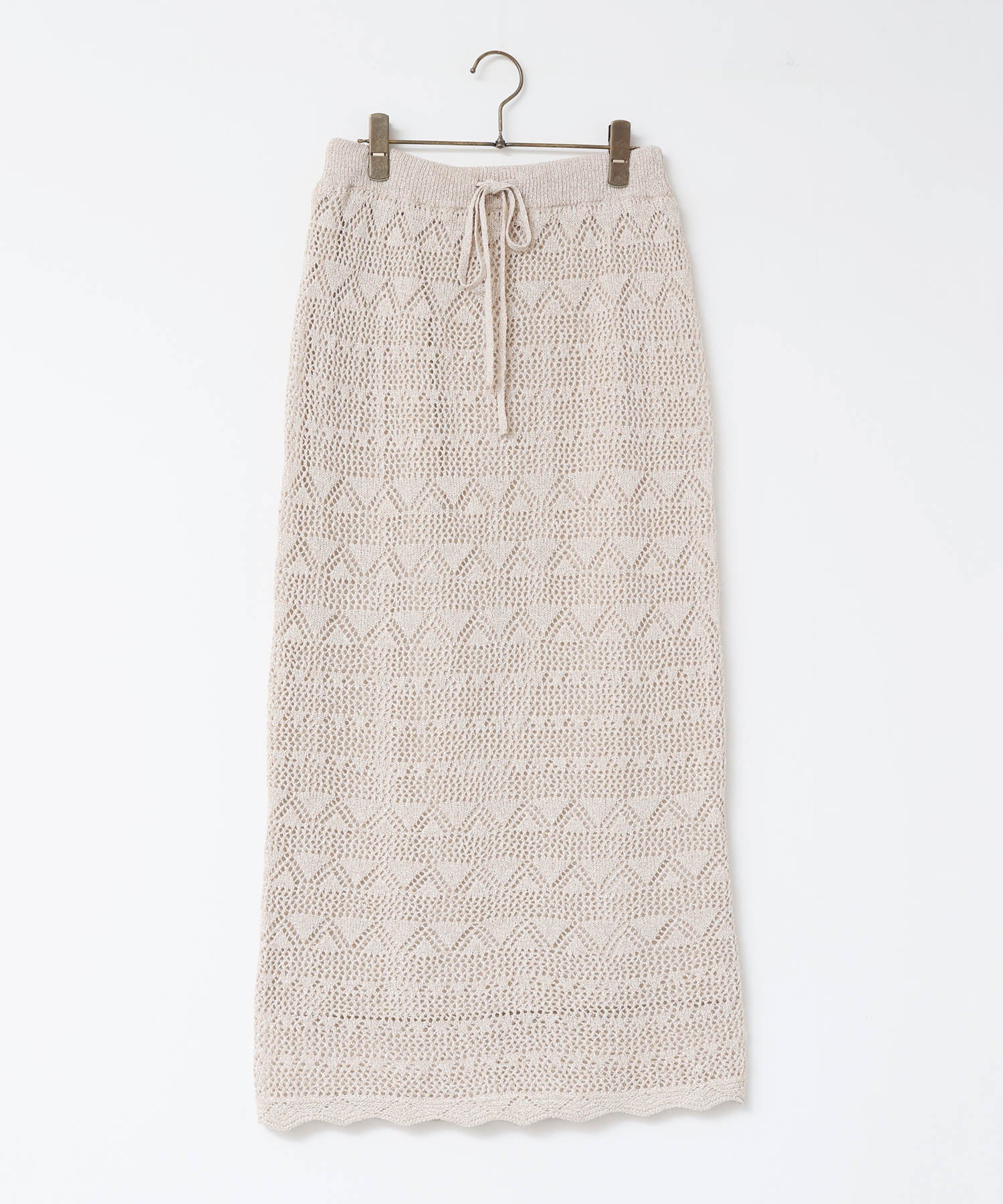 ペーパーヤーン 透かし編み ニットナロースカート