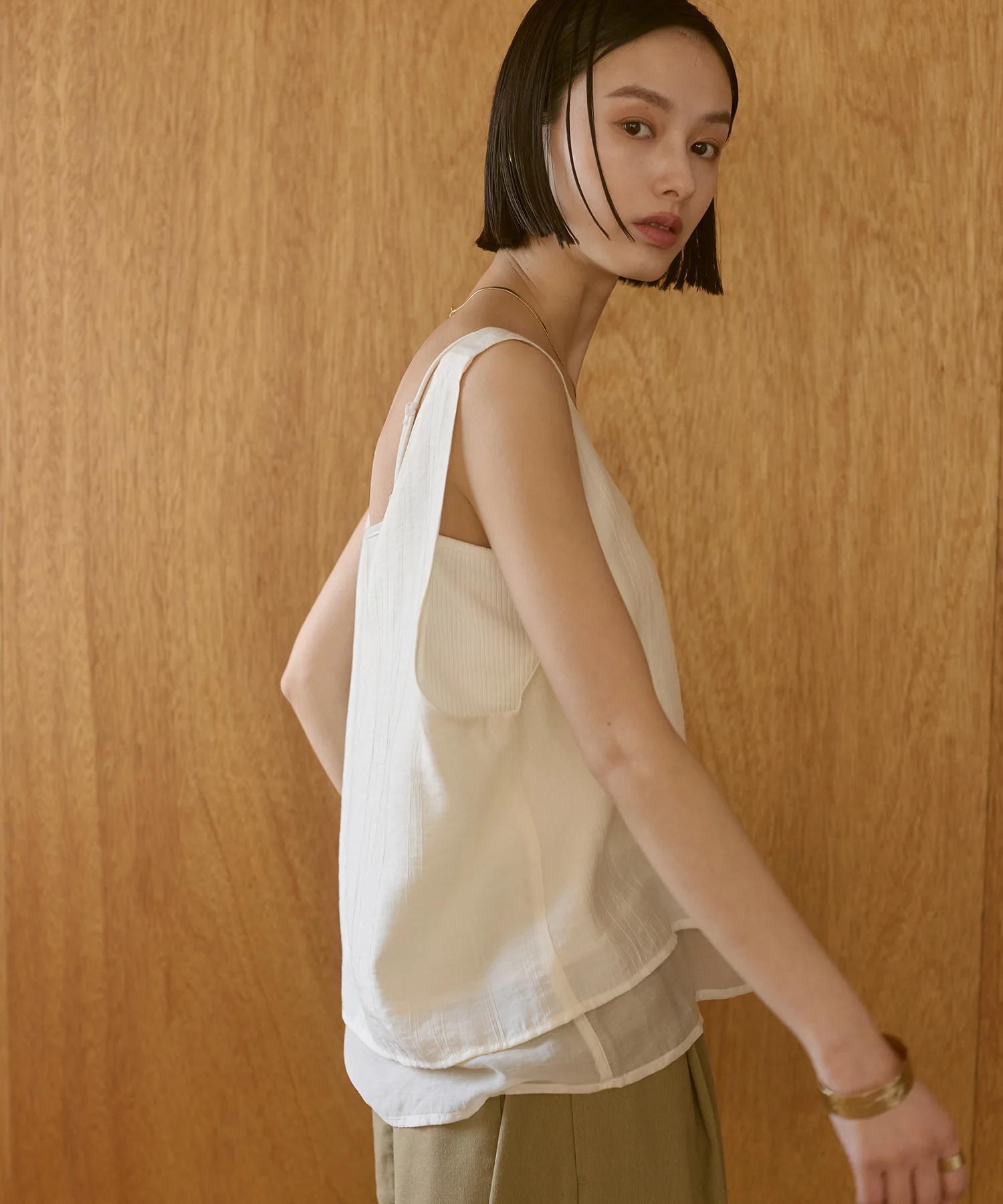 ワッシャーサテン ゆるタンクトップ