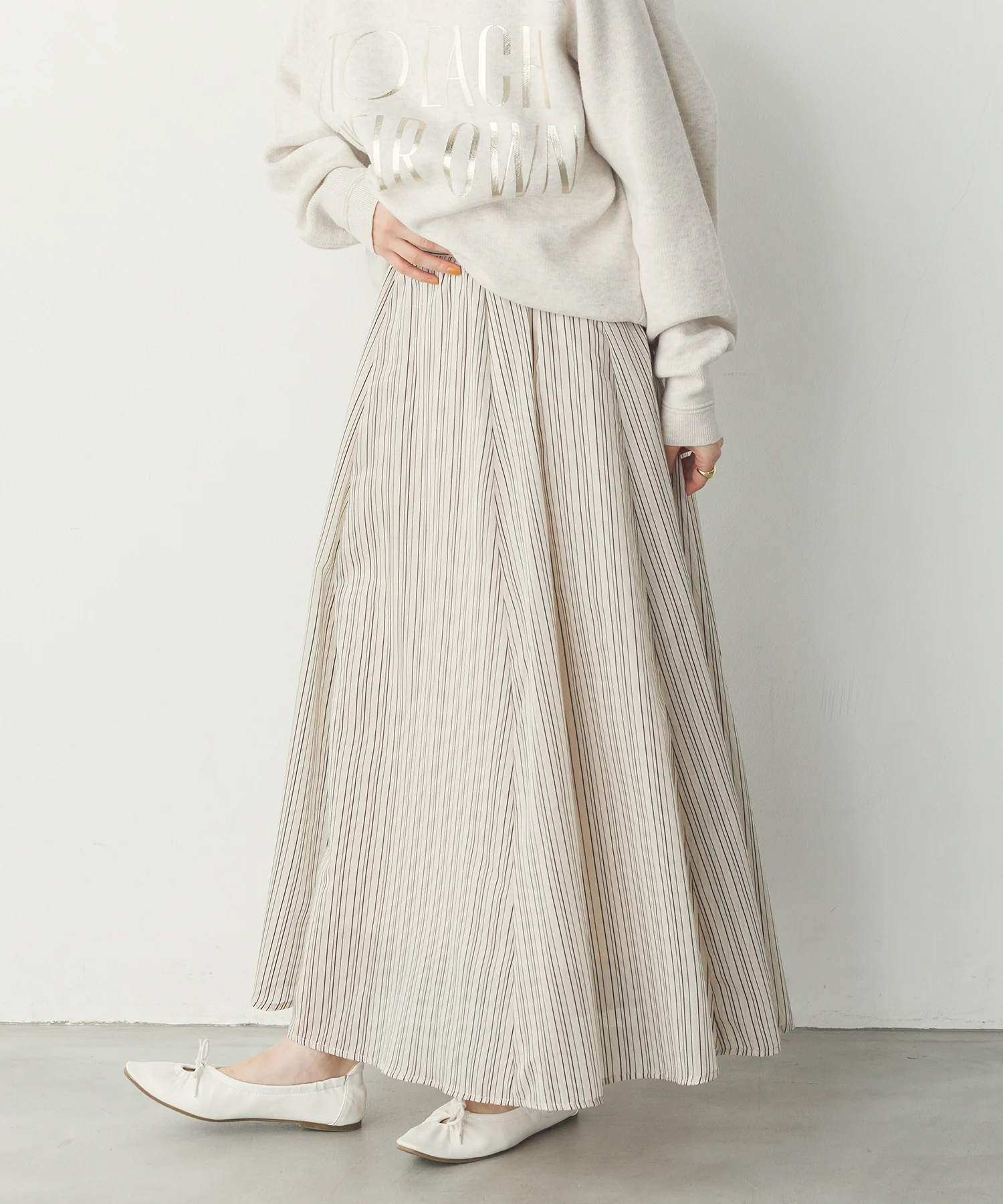 ドビーストライプ シアーフレアスカート