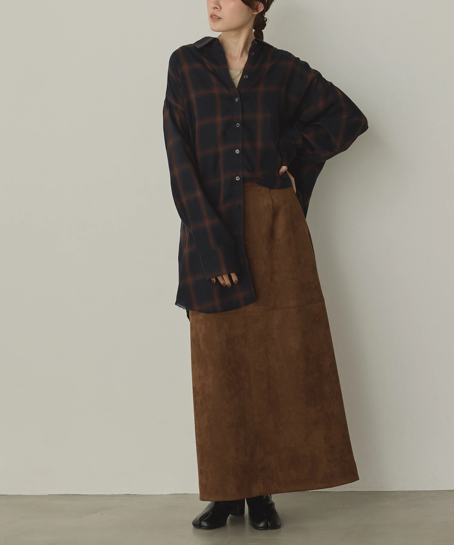 オンブレチェック オーバーシャツ