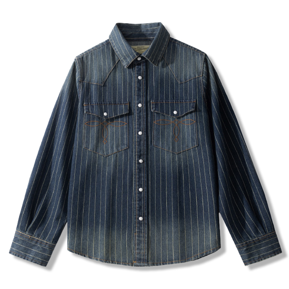 アメリカンヴィンテージ　 ウォバッシュストライプウエスタンデニムシャツ