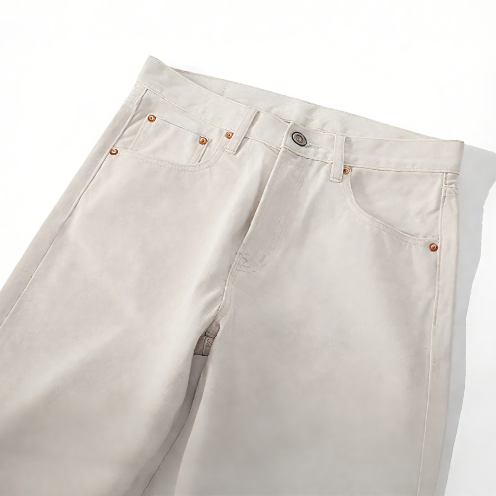 コットンシェル生成り│赤耳ホワイトデニムパンツ