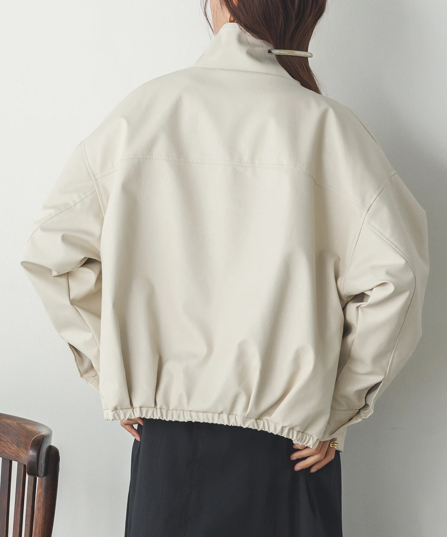 フェイクレザー オーバーブルゾン