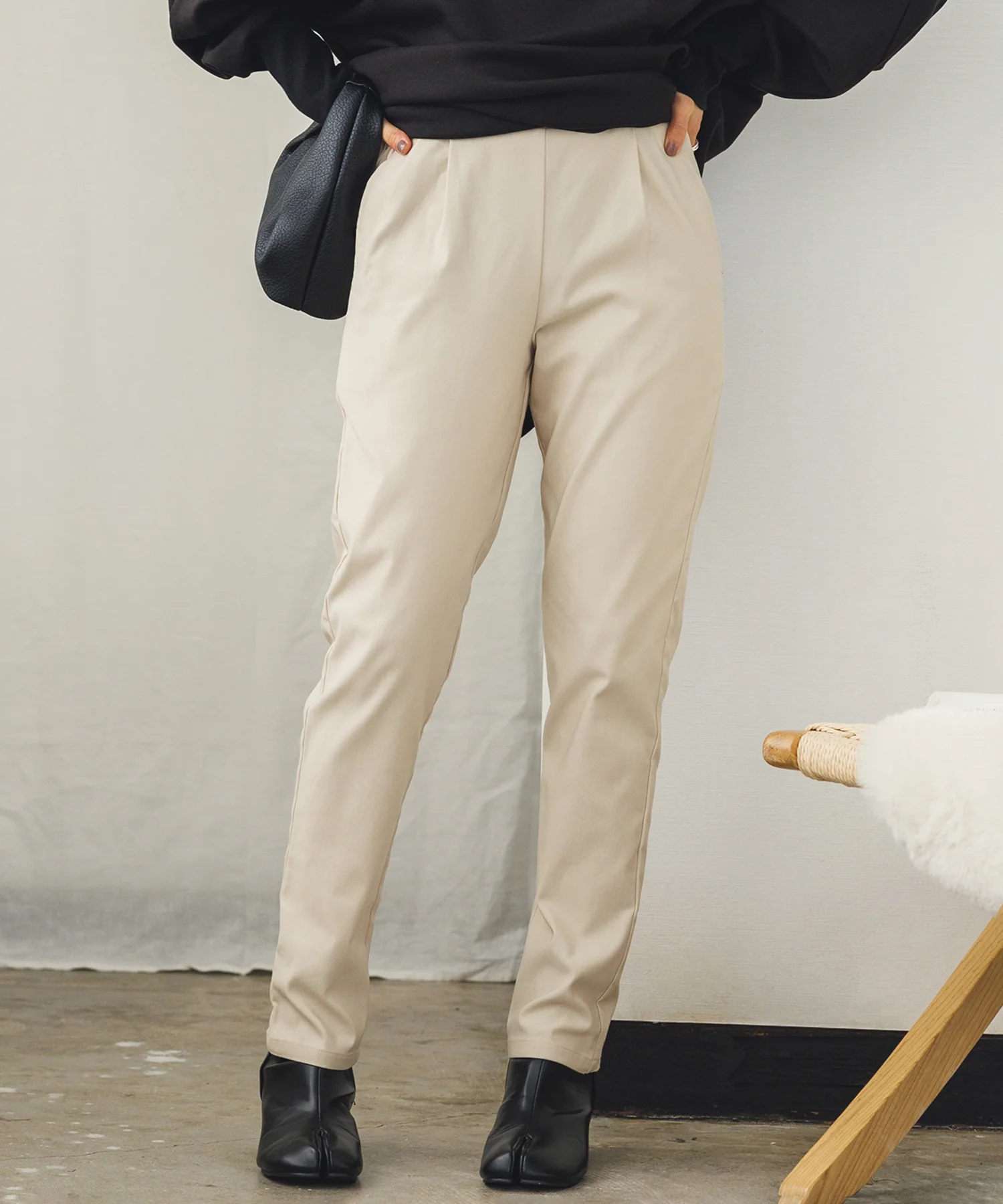 【ストレッチ】裏起毛バリラクテーパードパンツ S Mサイズ