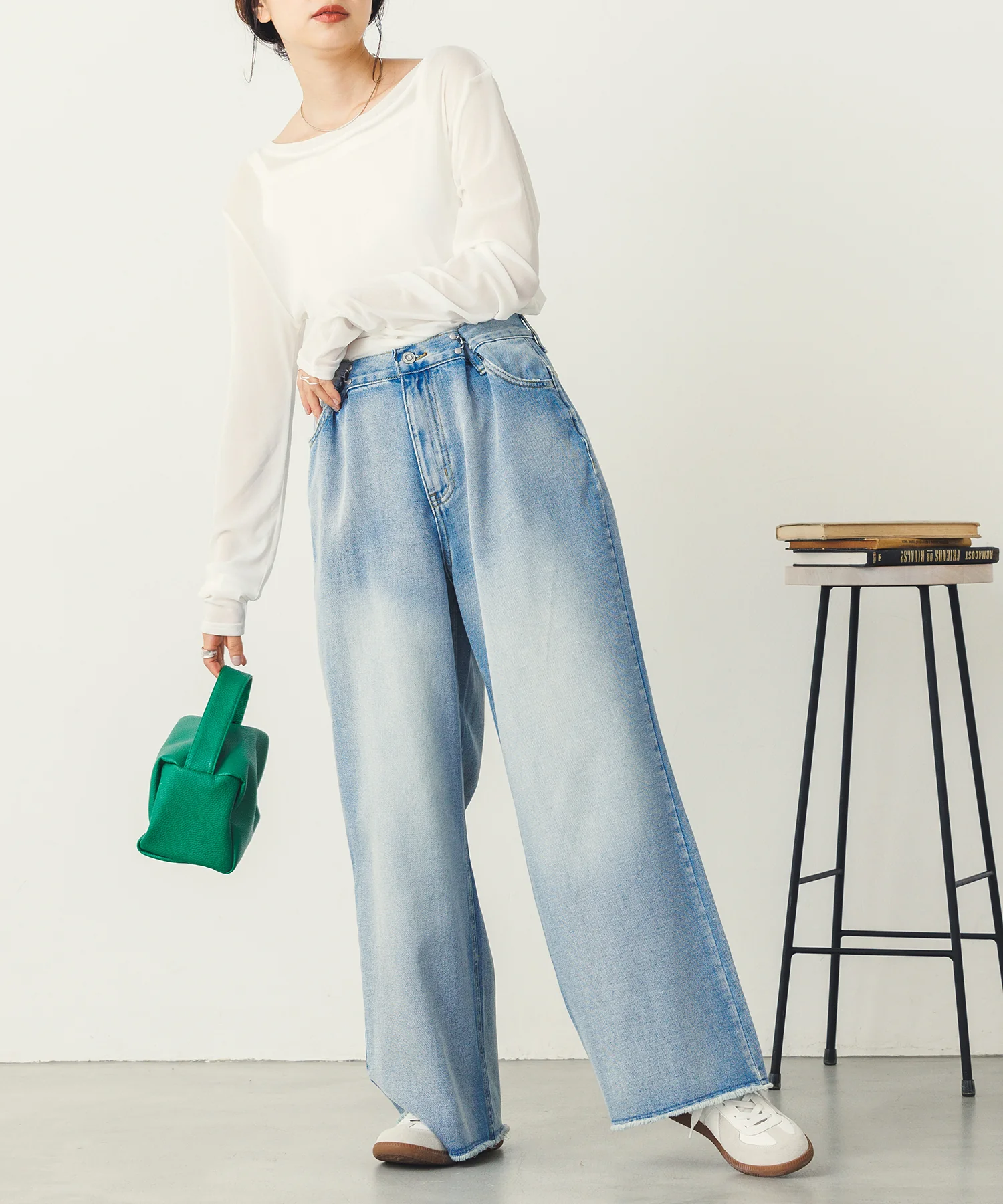 デニム2WAYワイドパンツ