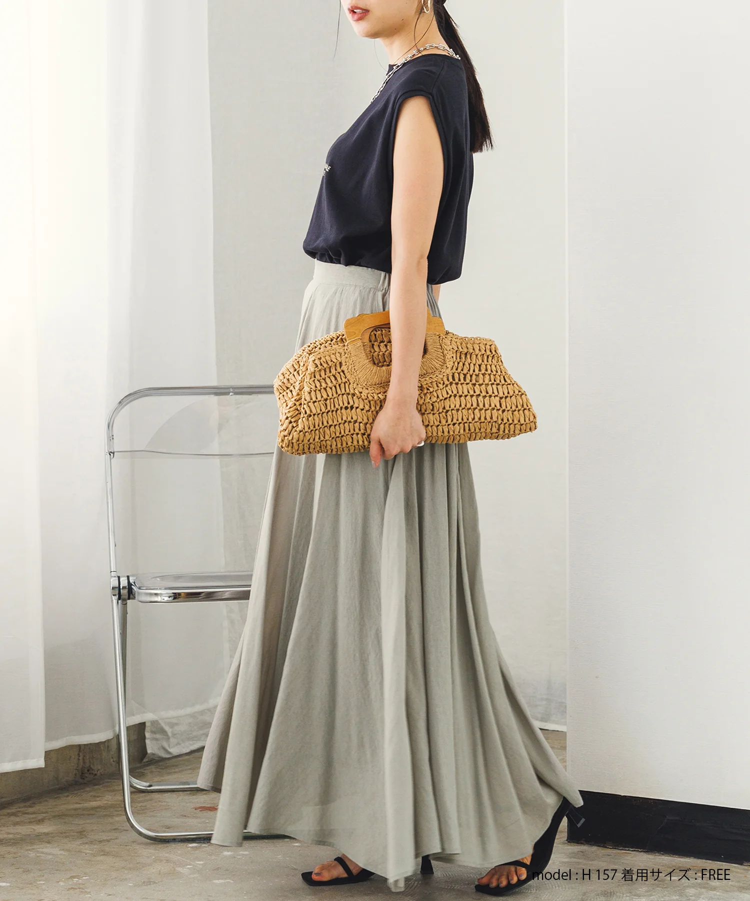 【新色追加】ハイツイストシアー マキシフレアスカート