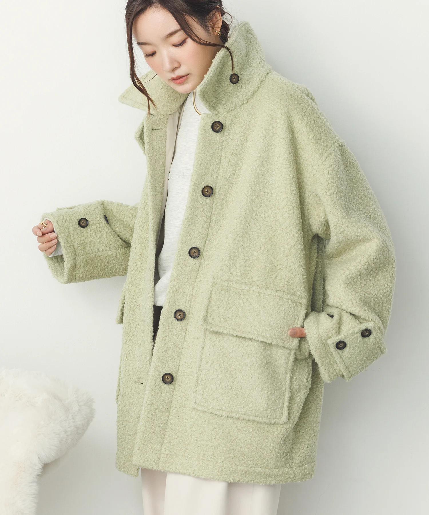 ブークレ ミドルシャツコート