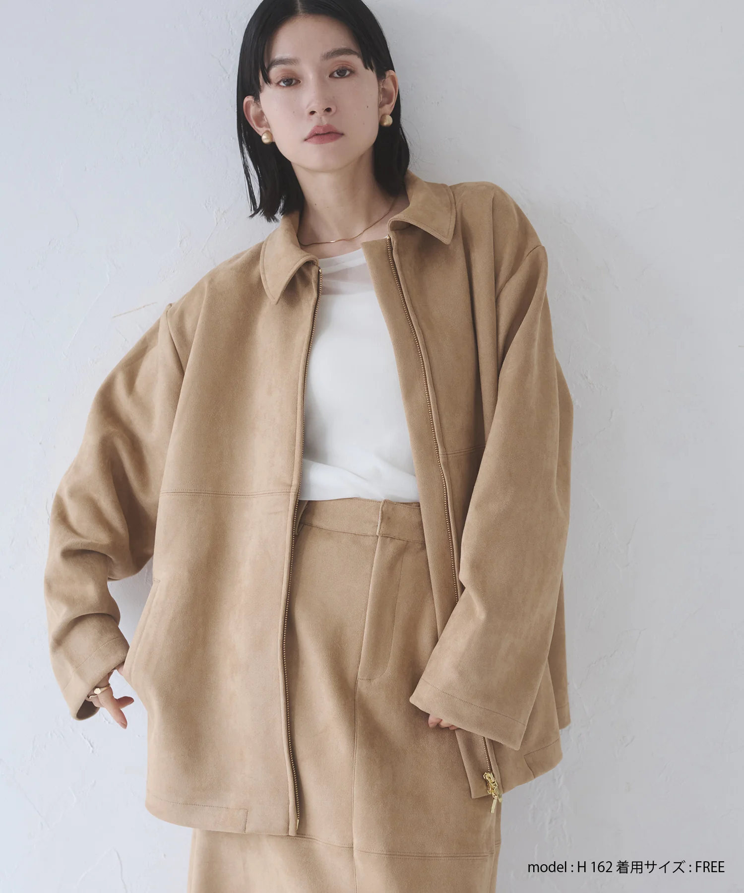 フェイクスウェード Wジップオーバーブルゾン