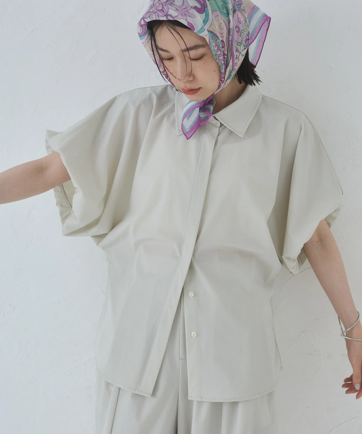 【接触冷感】 パフスリーブシャツ