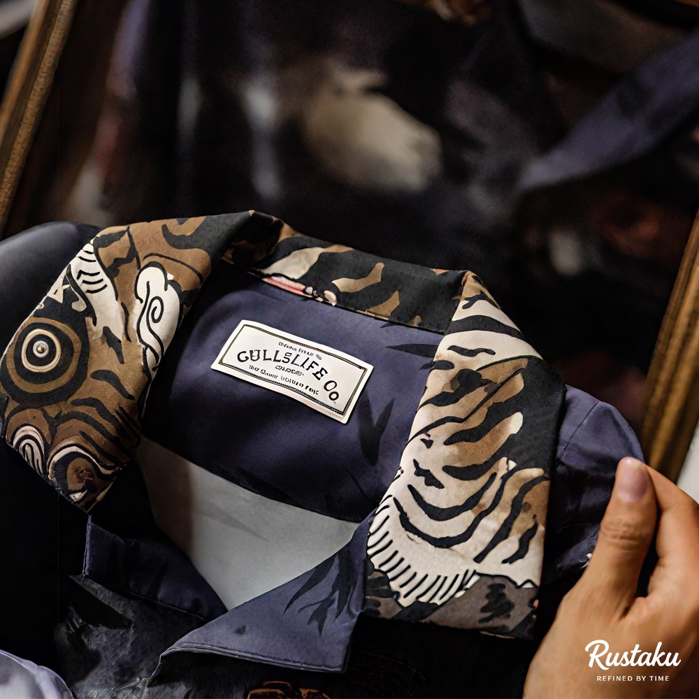 「水滸伝・武松の虎退治」浮世絵タッチ クールタッチキューバカラーシャツ半袖