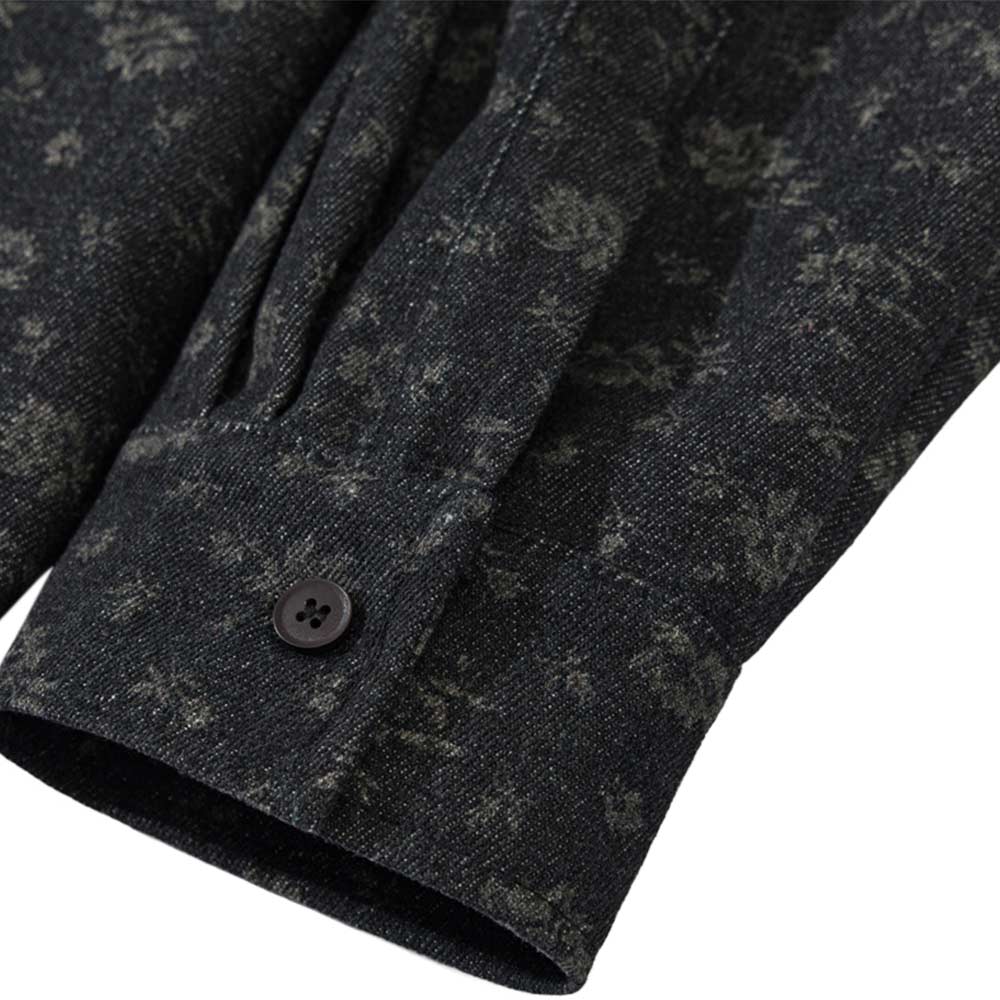 レトロ民族風　デニムワーク長袖 シャツメンズ