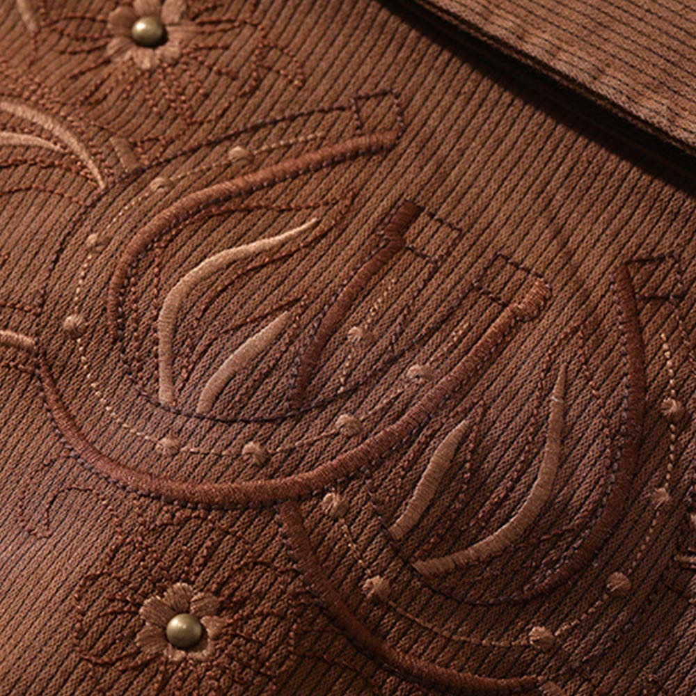 アメカジ　ウエスタンレトロ風刺繍ストライプシャツ