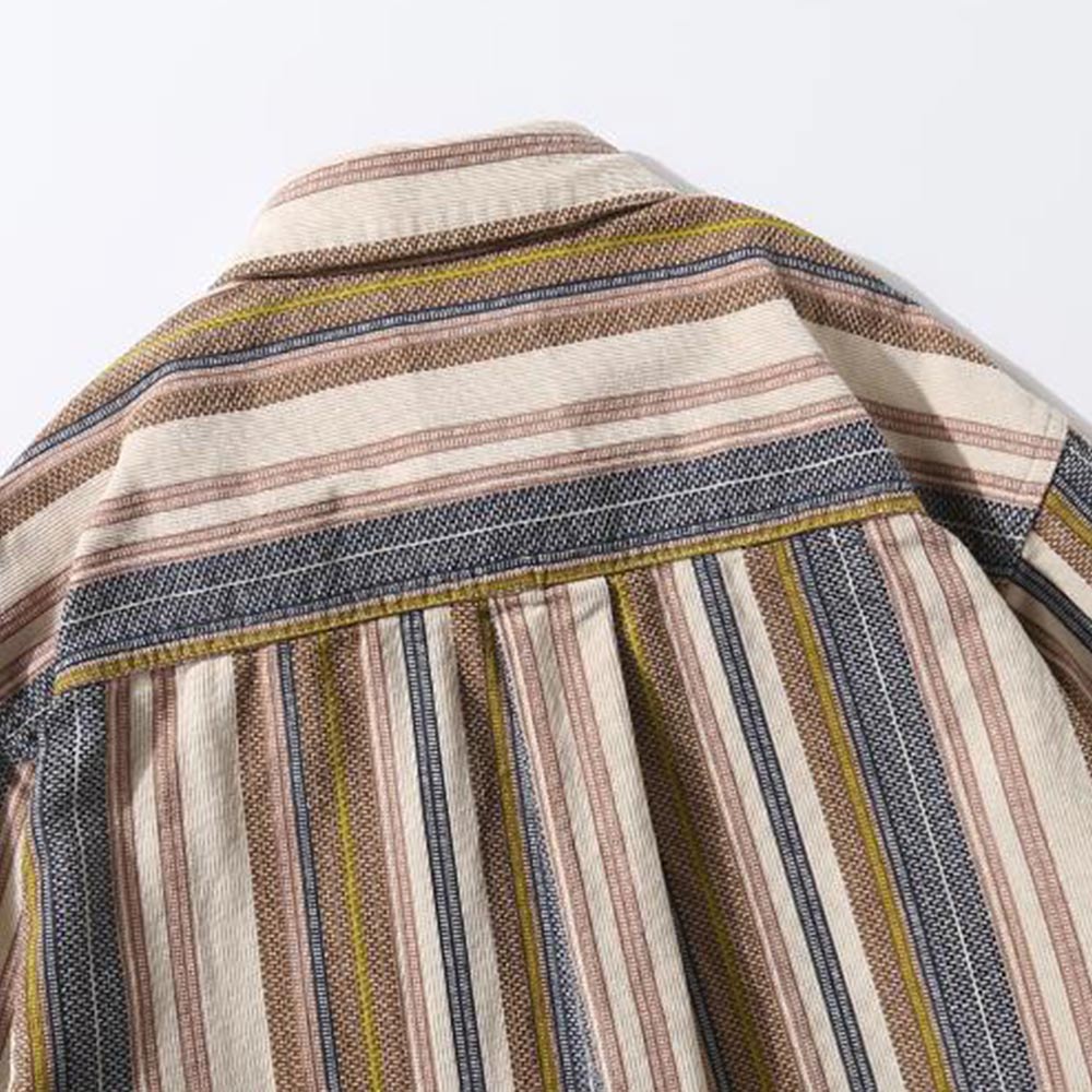 コットン和風 　マルチストライプコーデュロイシャツ