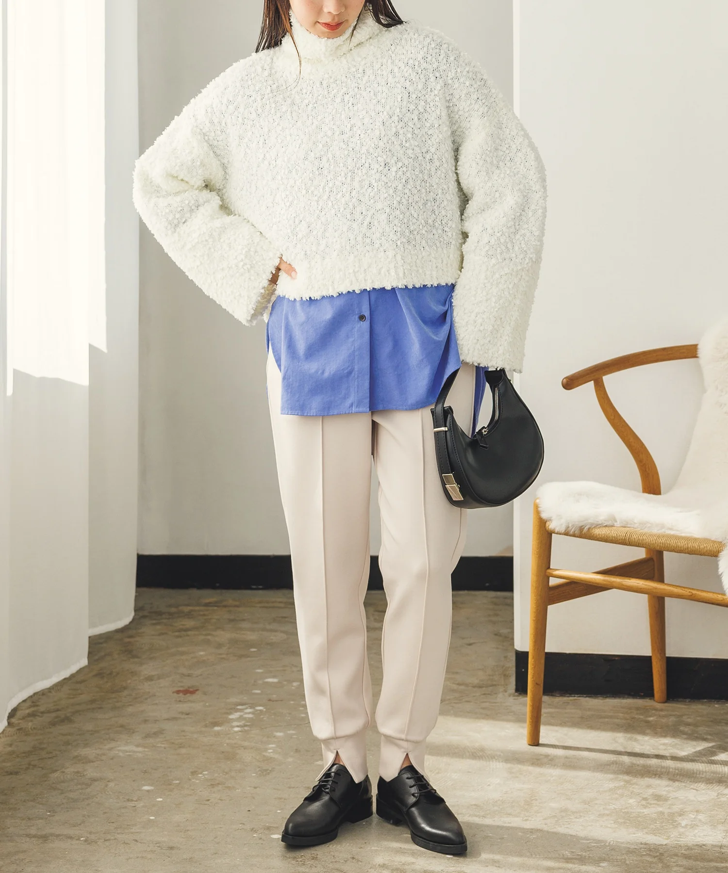 ブークレハイネックショートニット